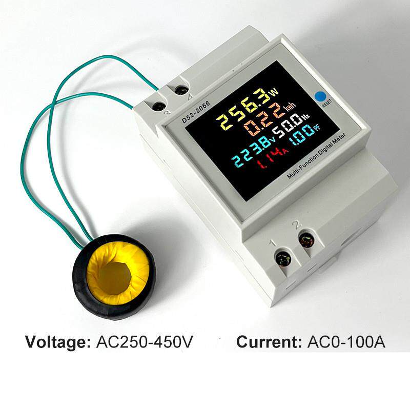 220V电电压流功率频因数表计度52-2066器D52-2率066导轨式能多功