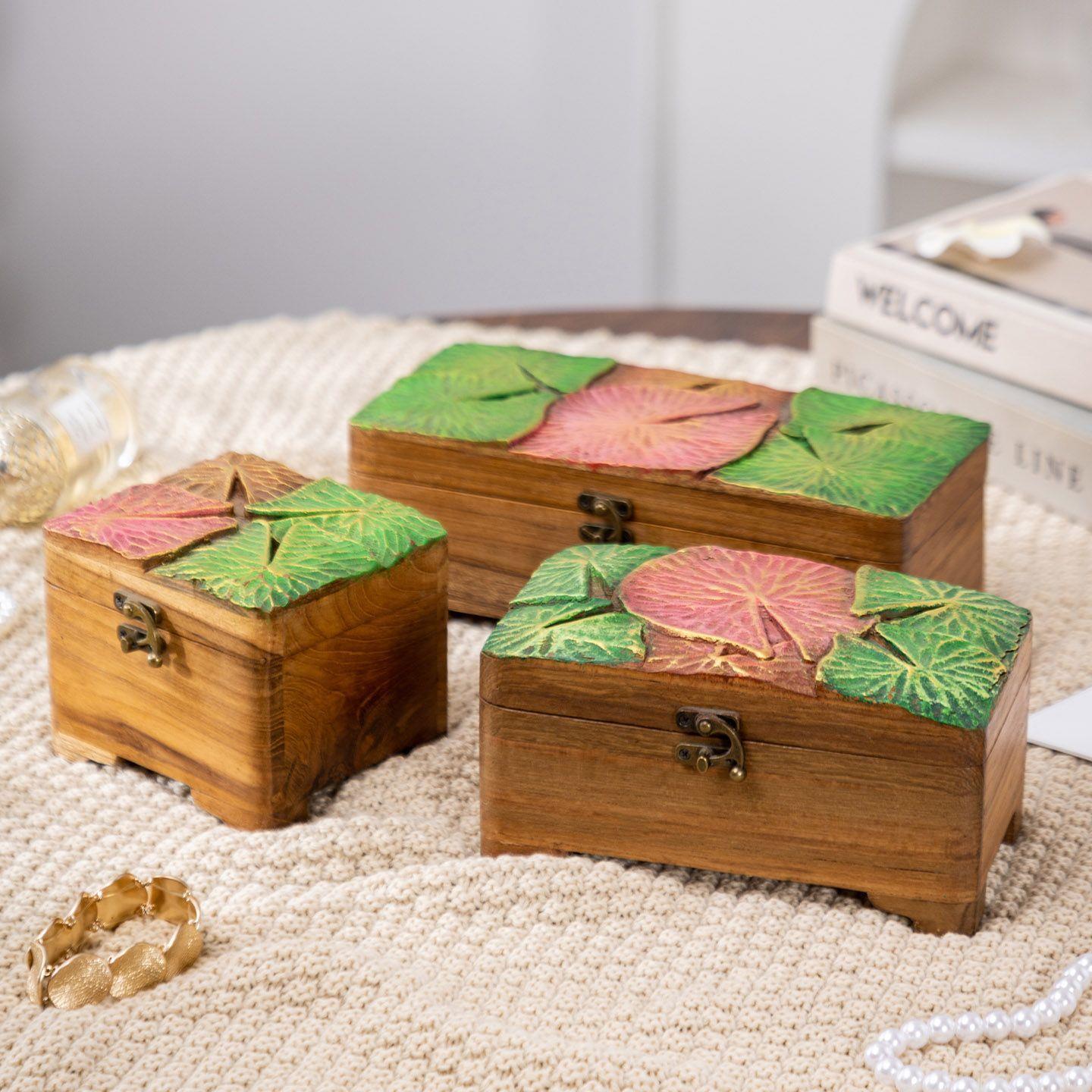 小木盒子长方形彩绘首饰
