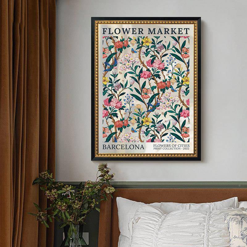 现古代美复镜面画式法式玄关花挂B-401鸟镜子画客厅卧室装饰画软