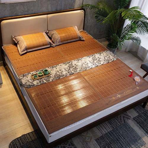 安吉新2021.1竹席1.8m款床厂家双面折叠席子学生席竹水青磨席1.凉