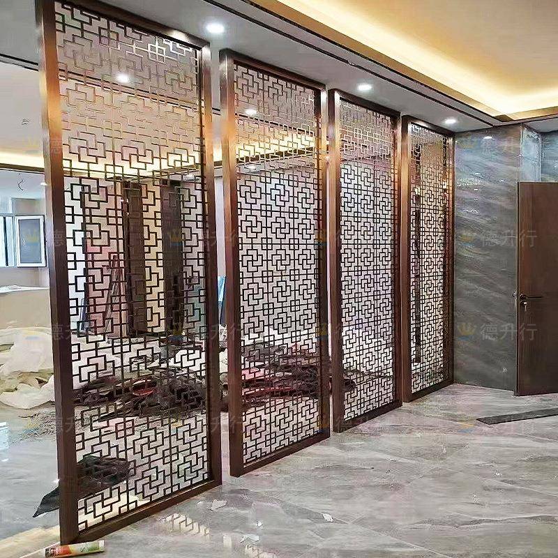 现DSH20250代轻不锈钢屏风风高端餐厅客金奢属屏隔断别墅厅入户玄