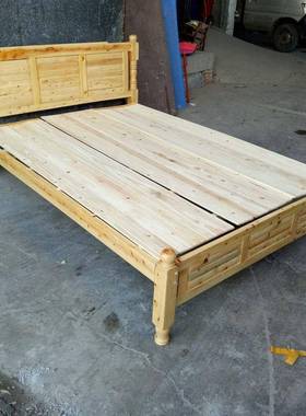 成车都柏木床简易sby-13木床出租房经济惠床工地用床圆脚实柱床实