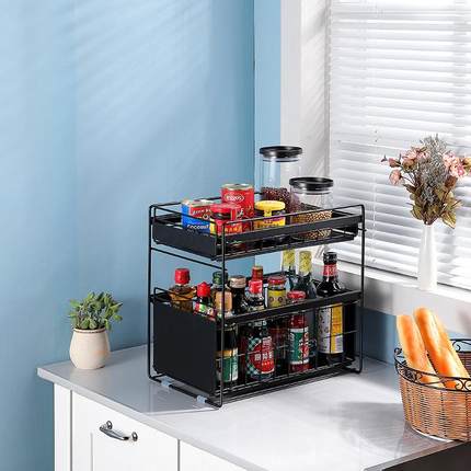 厨房下水槽置物架橱柜XSC002调料储物多架推拉架抽层屉式沥水碗碟