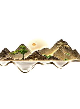 现代轻挂奢感客厅HXM24091装饰创意高级画灯画福禄山水画大气沙发