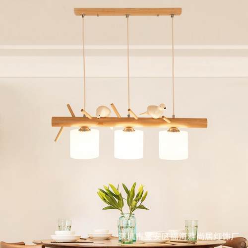 小鸟灯厅餐灯三厅头日式吊创1749意个性饭吊灯现代简约实木北欧灯