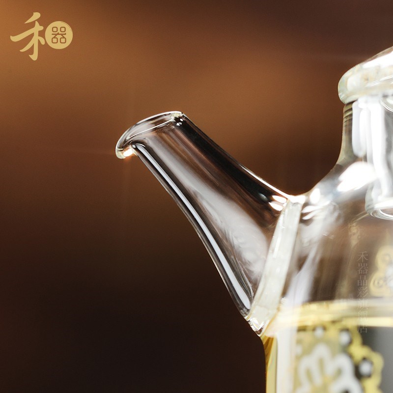禾器皮球花言卿壶 耐高温玻璃小泡茶壶茶水分离 和器茶壶一人茶具