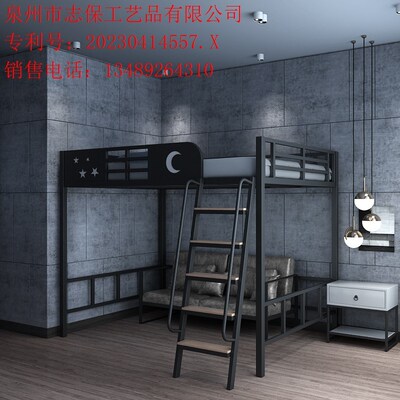单双人小户型省i空间高架床上床下空职工宿舍铁艺床租房阁楼公寓