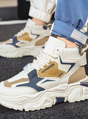 男鞋2024夏季小个子内增高12cm10高帮板鞋厚底男士休闲运动老爹鞋