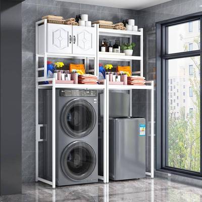 洗衣机上置物架子滚筒全自动波带柜方门卫生间阳台落RXU轮储地物