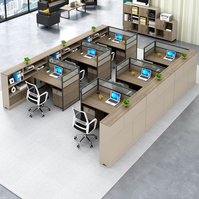 办公桌椅组合4/6人位屏风隔断办公桌职员L财务桌办公室工位电脑桌