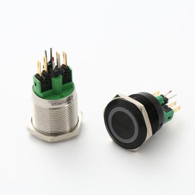 厂家304不锈钢形金属自复位防水按22M钮M自NWS锁三色钮圆按开关