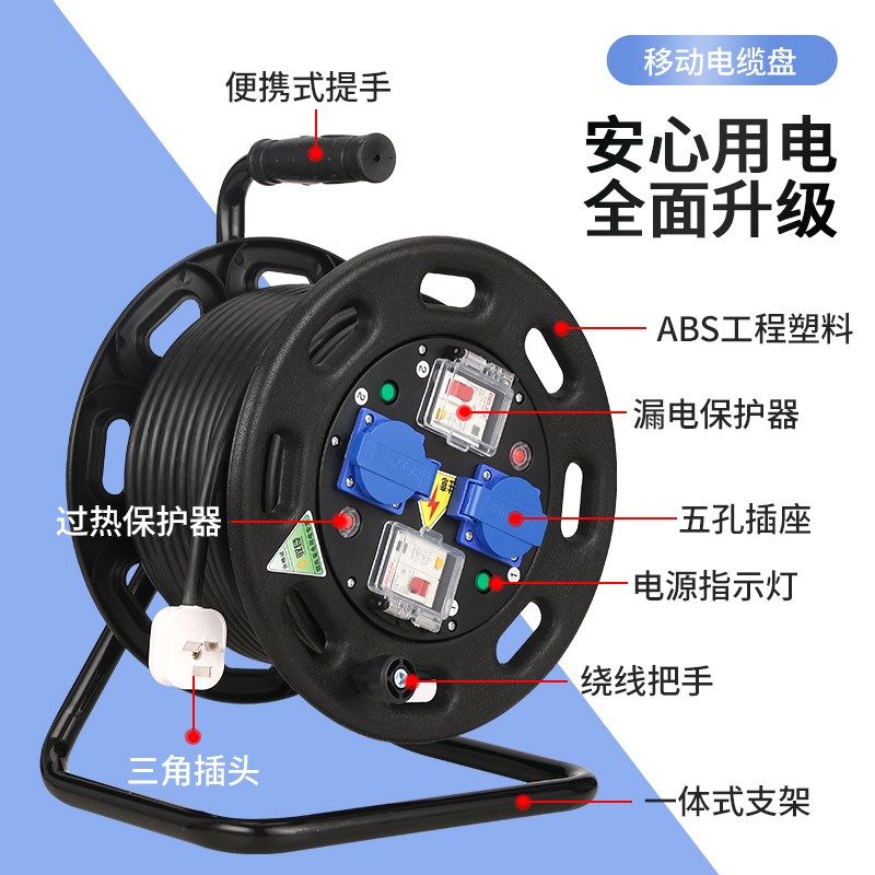 一位一控移动电缆盘绕线盘卷线盘线缆盘拖线盘线U轴电线盘收线器