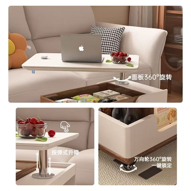 实木沙发小推g车升降折叠茶几多功能家用小户型客厅带轮移动茶几