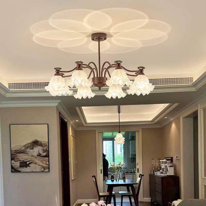 南洋风古餐吊厅灯美式中古护眼复客厅Lighting室床头灯铃兰花三卧