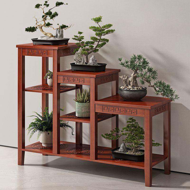 实木花架阳台置物多层家花用客厅落地式低盆架高木质阶梯92896式