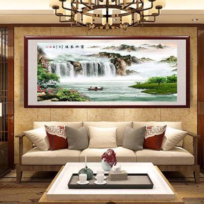 208新1A-AZ133款5财d钻流石画富水长流十字绣满钻石绣风景画水生