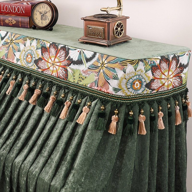 钢琴罩全罩e轻奢高档加厚雪尼尔防尘罩半罩美式高端绿色钢琴套琴