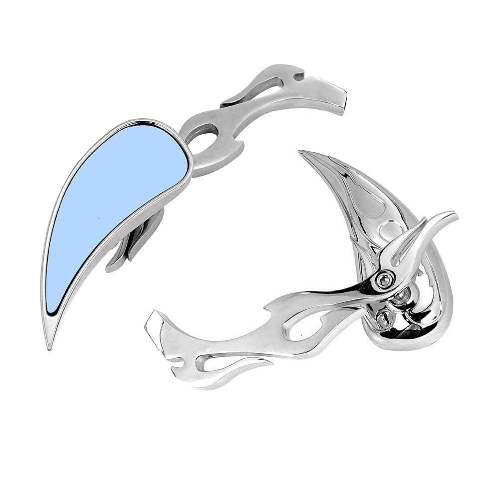 60829摩托车电动车板踏车改装配件火杆后视镜蓝色防炫璃玻酷炫反