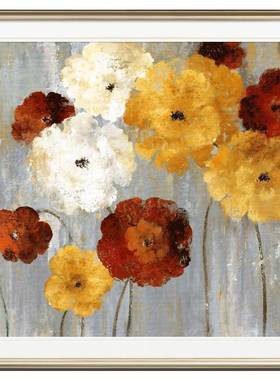 美式小清景新水彩花卉装饰画简美轻奢头卧室床背面壁墙画FM611332