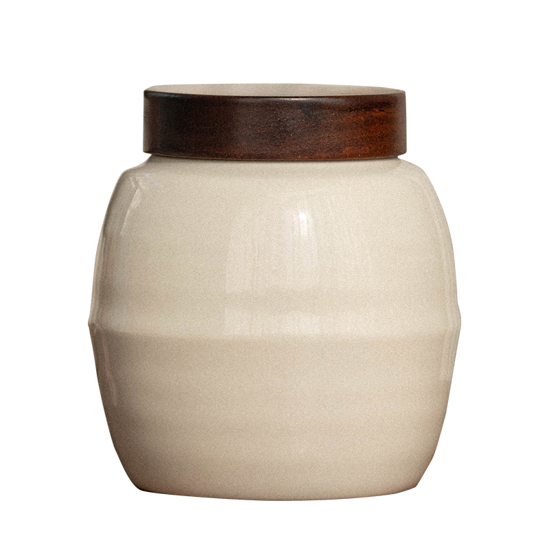 落笙陶瓷茶叶罐密封罐便r携小号茶存储罐迷你黑檀木收纳盒醒茶罐