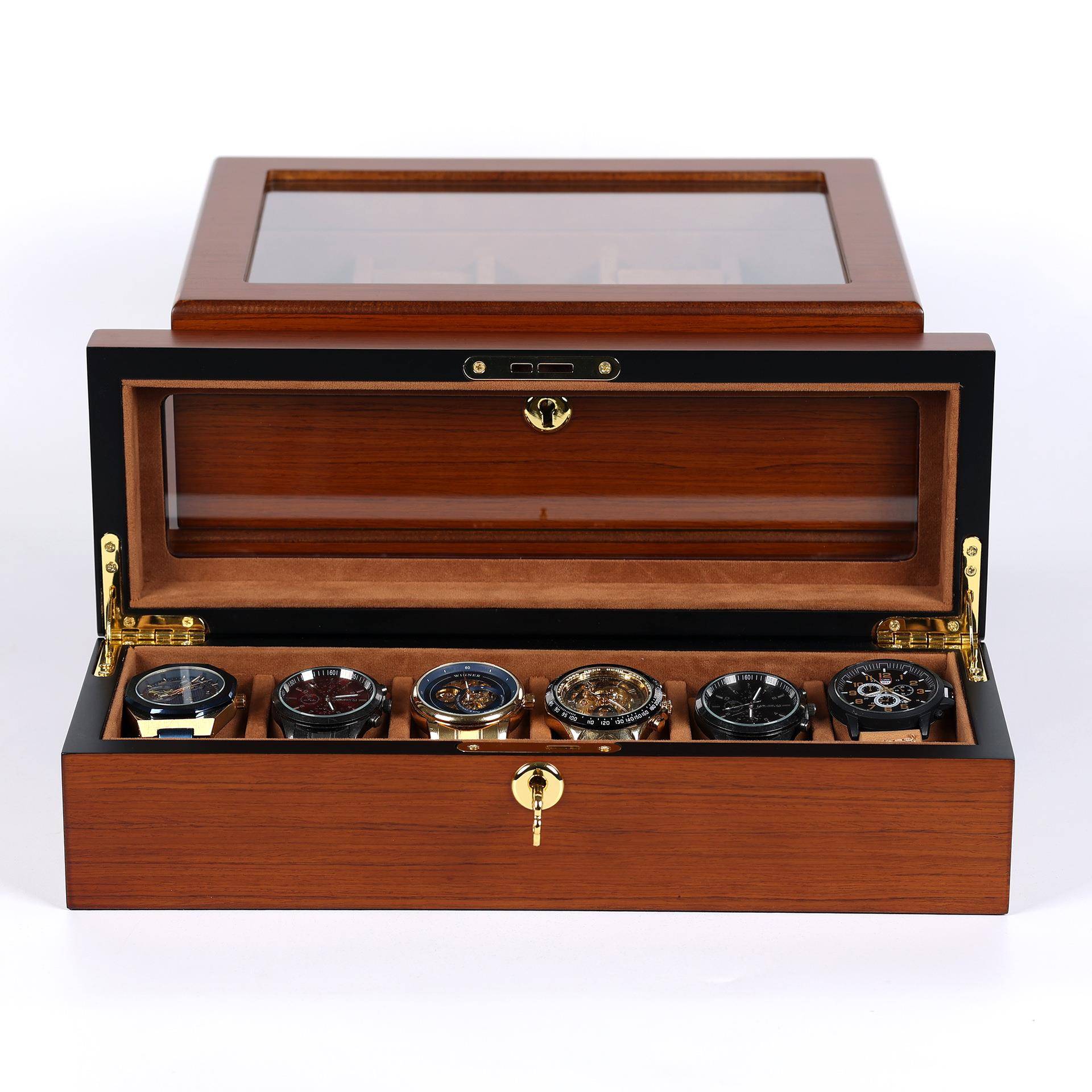 檀致高级款油漆柚木纹哑光610远2位手20220210表手表收纳盒盒韵展