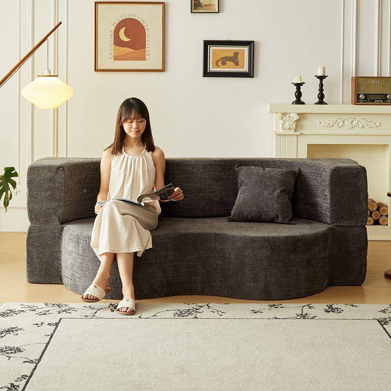 古沙发布床艺沙发客厅小复户型直排双用人两折叠家IDR用卧室可躺