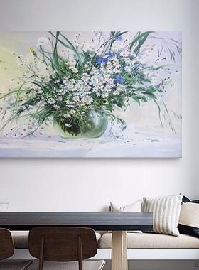 花卉横幅饰画客风厅现沙发AIP背景代简约餐厅装壁画玄关北欧抽象