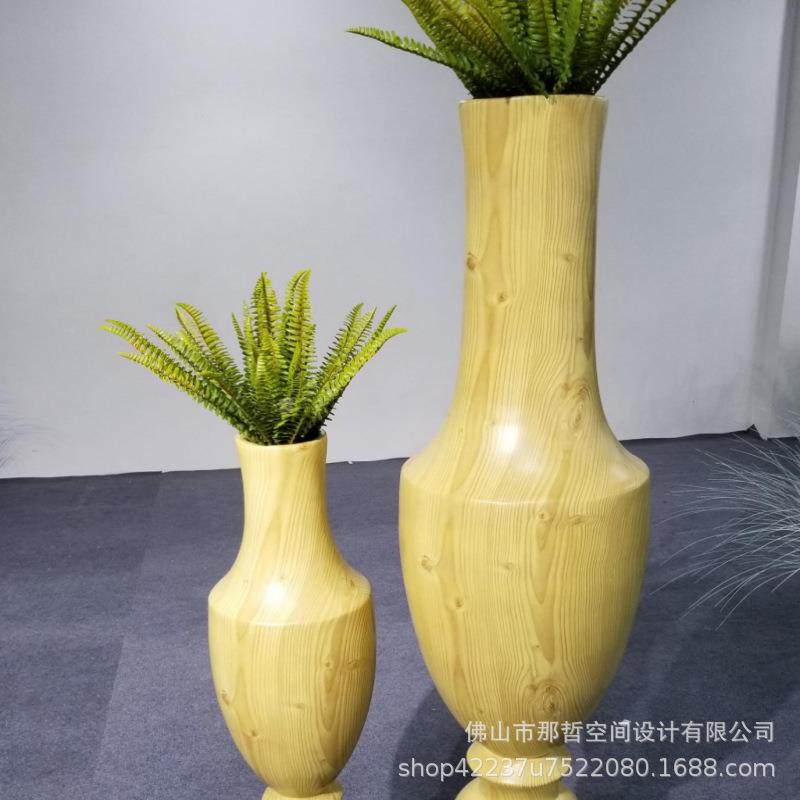 玻落木地大花瓶电视机柜玄关室内璃XK-2120装钢饰摆件仿纹花瓶组