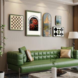 欧客厅装饰画组合挂画式美艺式术沙发背景墙壁画法北复古抽API象