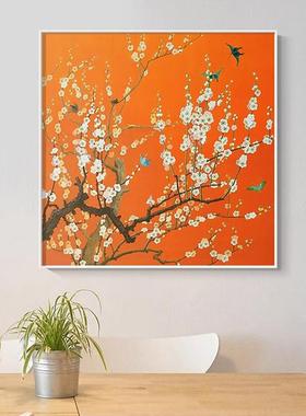新墙中式户玄关装画梅花餐厅茶室客厅沙发A188DntM背入景饰挂画中