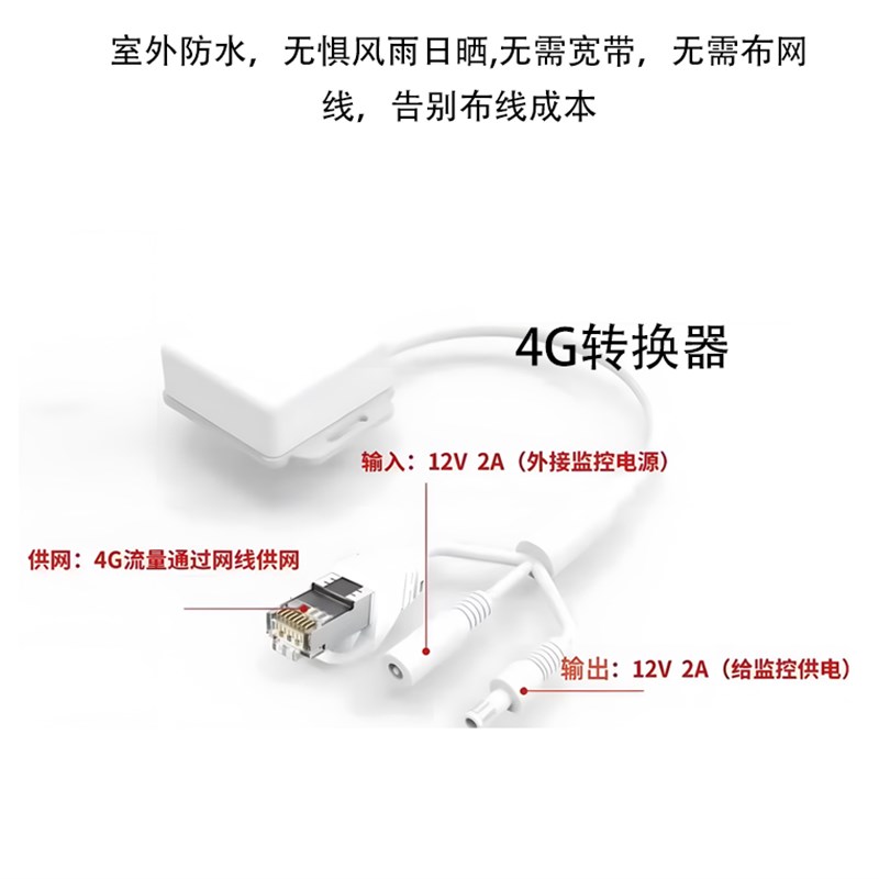 摄像头转4G模块安防监控4G模块室外防雨摄像头转4G适Y配器壁挂防