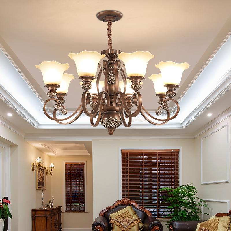 美式吊灯客厅复灯主欧式古乡村复式楼别墅089厅中山灯具客厅大餐