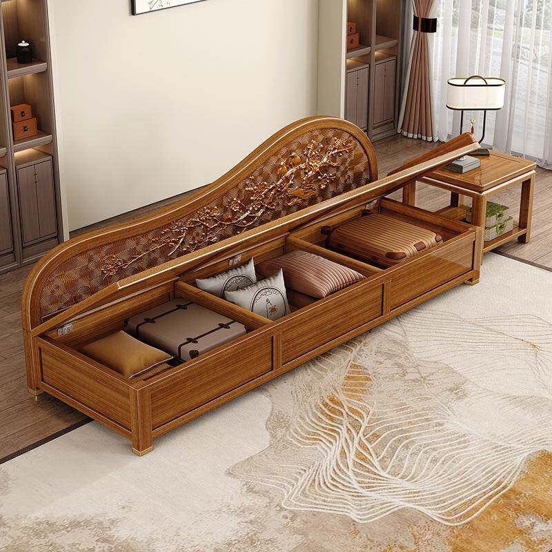 实新中式木妃椅香樟带抽贵贵妃木榻沙发小户950808#型客厅中古风