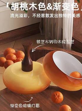 2021335灯新款法式中术古风餐厅家吧用复古胡桃木艺造型餐桌灯台