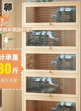 实木书家柜书防尘玻璃门JUX多层卧收纳架落地用客厅室储物儿童书