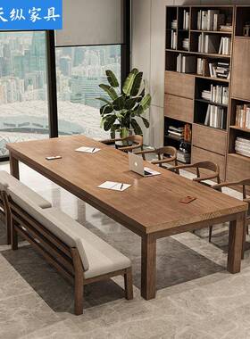 纵现椅代简条约全实木天客厅书桌长桌家WY230215用办公桌组合会议