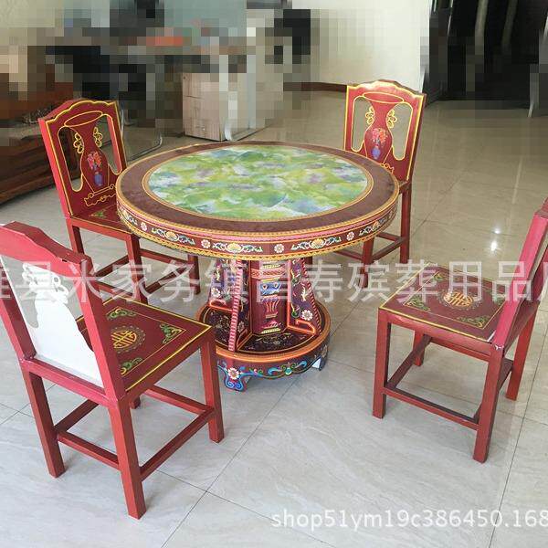仿新饭款桌大号真815仿古吃桌 昌寿殡葬纸活纸扎大全  低价圆桌