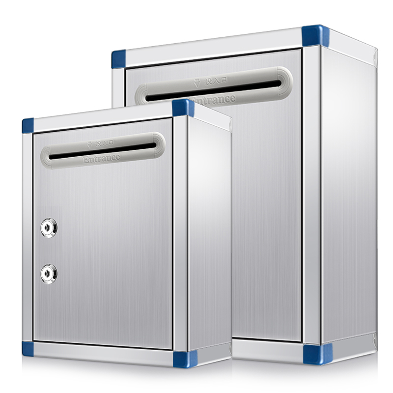 【工厂直销】不锈钢双锁信箱举报箱投诉箱监督带T锁壁挂式户外扫