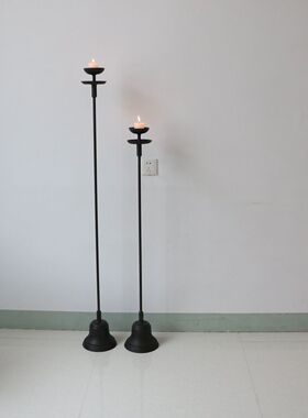 复古烛台油灯摆件仿古老油灯禅意茶室灯侘寂风灯落地铁艺铸铁卧室