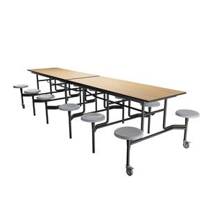 组员餐工厂公司饭堂饮小吃商用早桌椅合折叠餐食PUL堂连体餐桌椅