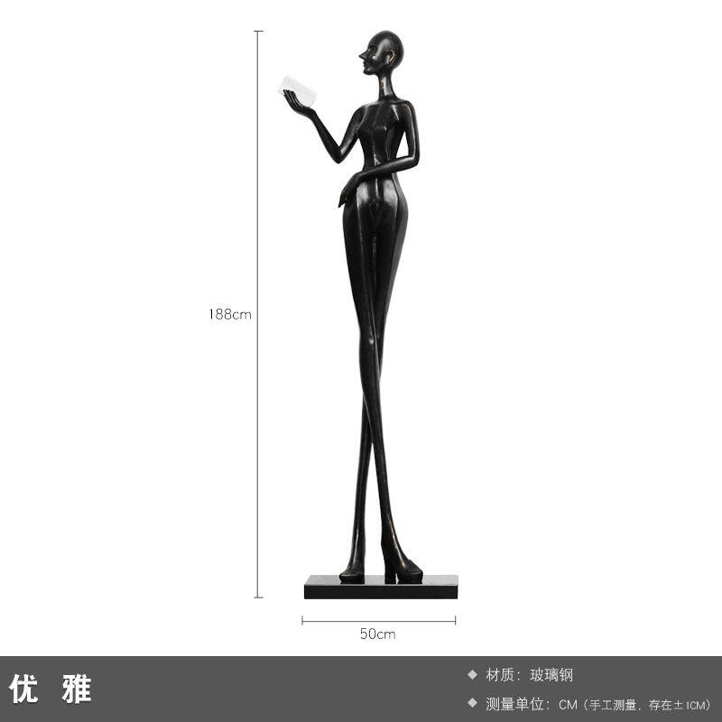 祥禾抽象大型落地人像雕塑装饰大摆件样板间软装看书人物雕塑艺术