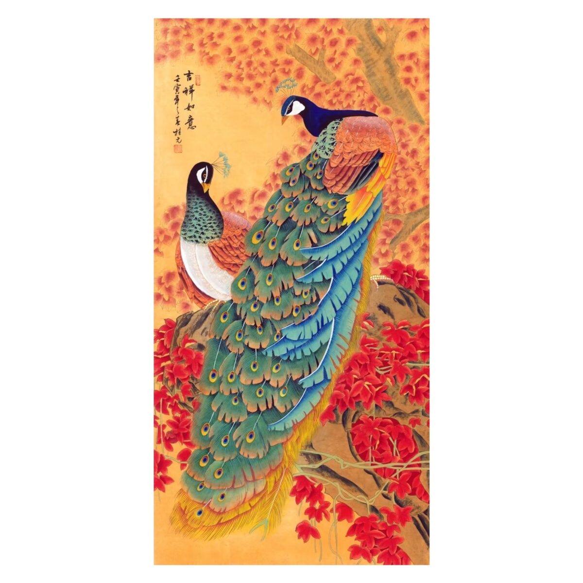 纯手绘工笔画花鸟画国画真迹 新中式装饰画玄关走廊挂画 好事近