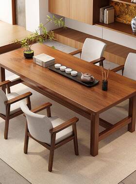 大茶台茶桌组合家用阳AYR台板茶新中式办公椅室简约实木腿泡茶桌