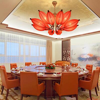 厂灯家供新直中式吊布艺莲花古典酒店会所火锅店包间客SY6145厅工