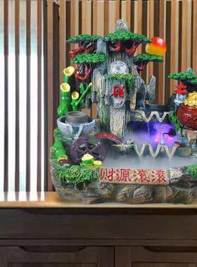 客假山厅流水生财循环水小型瀑布山业SXW水喷泉办公室装饰摆开件