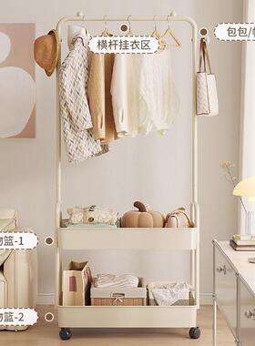 落衣帽架易卧简室落MFE架地挂衣架移动脏衣篓地金属衣隔夜衣服置