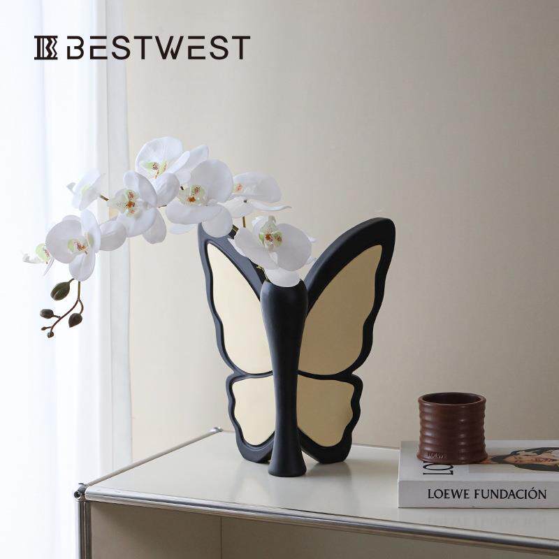 中古风YH24-05Y蝴蝶花瓶摆件轻高级感厅玄关柜面桌摆设奢法式复古