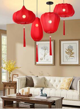 中式灯吊灯餐厅酒道店灯笼茶红楼过布艺吊东方色装饰灯RMC笼大红