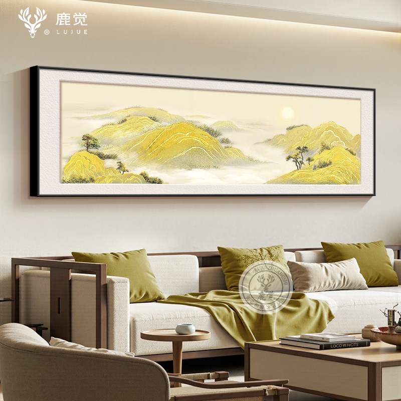 有山无水靠山画客厅沙发背景墙装饰画新中式办公室高X档大气风景