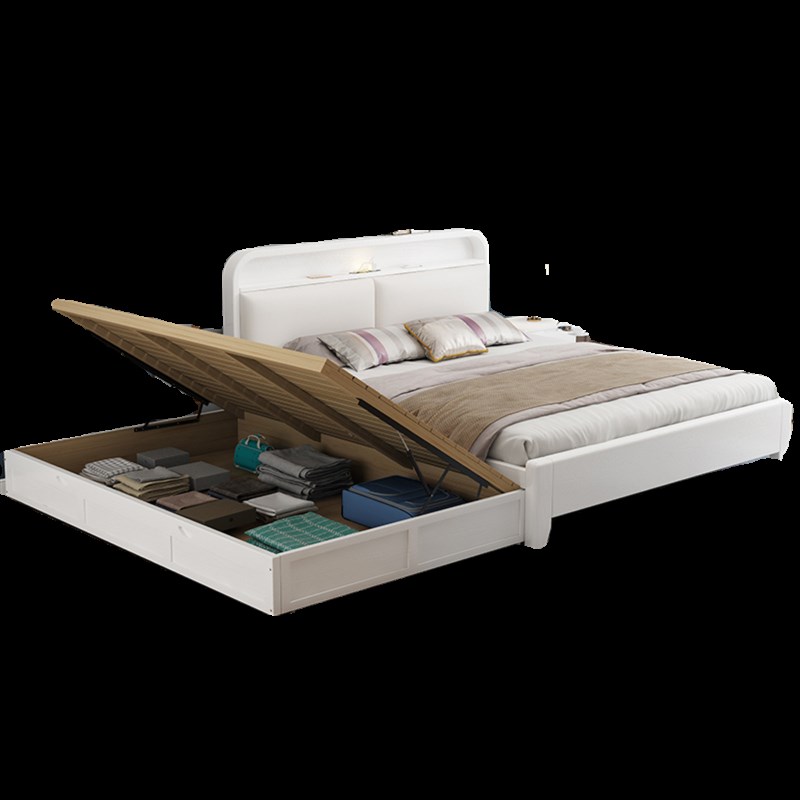 软包实木床1.5米儿童抽拉床气压A拖床储物双人床1.8米子母床带抽